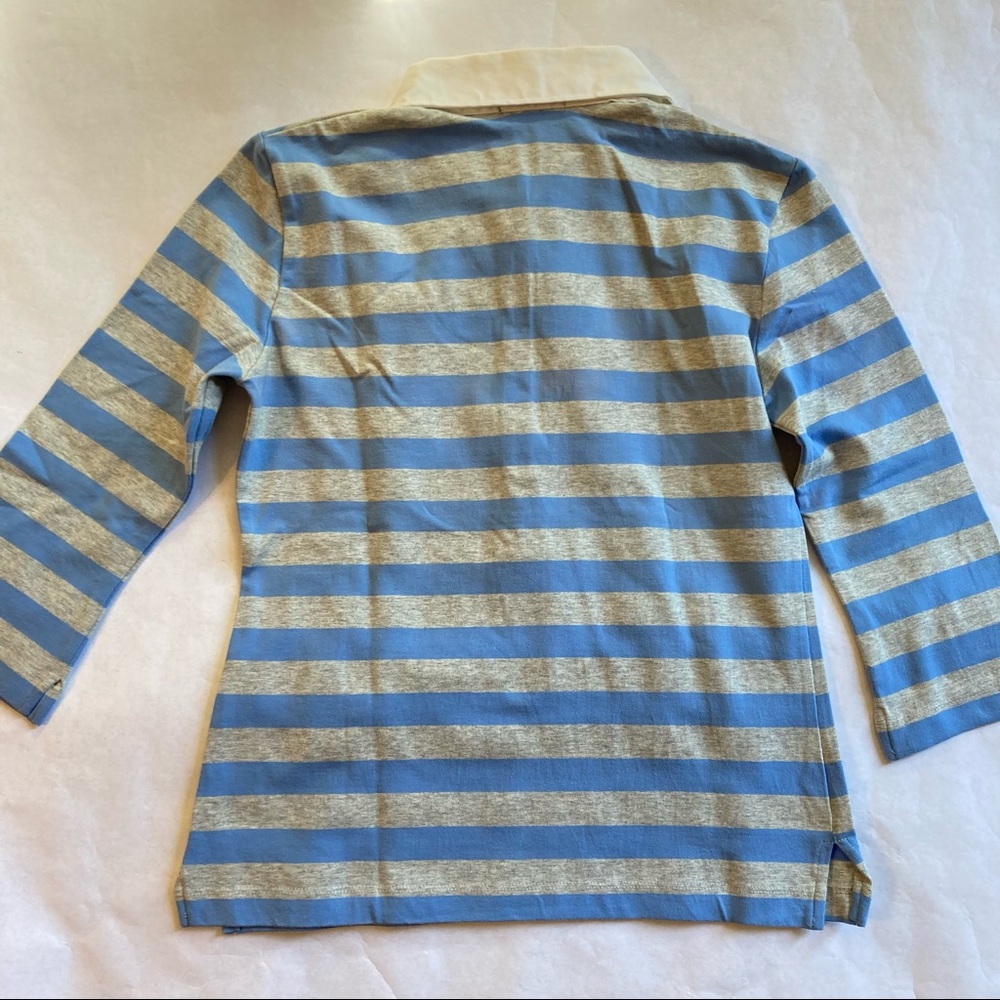 J. Crew Striped 3/4 Sleeve Shirt Blue/Gray Small - Picture 2 of 5